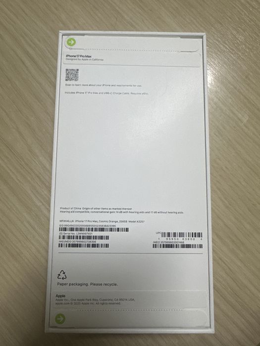 İphone 17 pro max E-sim orange