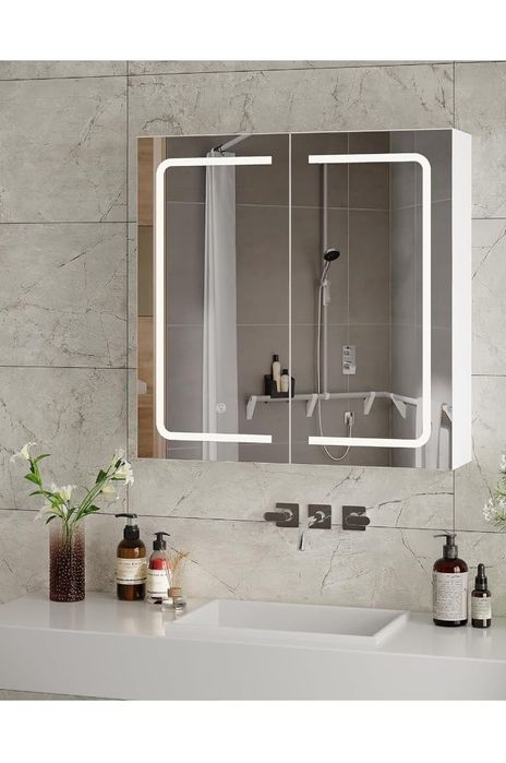 Dulap de baie metalic cu ogrindă led dim 90,5 x68,5 x 18,5 nou