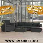 Set mobilier gradina/terasa canapea/coltar 6 piese Negru Ratan TOKIO