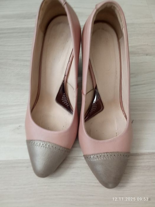 Pantofi piele toc patrat