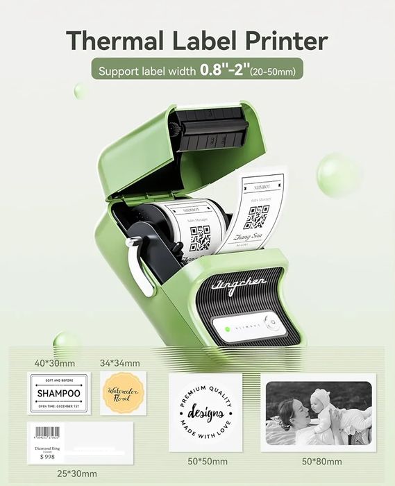 Niimbot B21S original printer, Bluetooth orqali ishlaydi.
