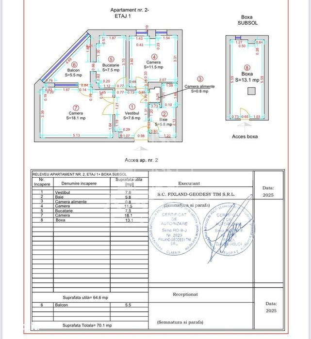 Apartament 2 camere, etaj 1,centrala proprie, zona Saguna