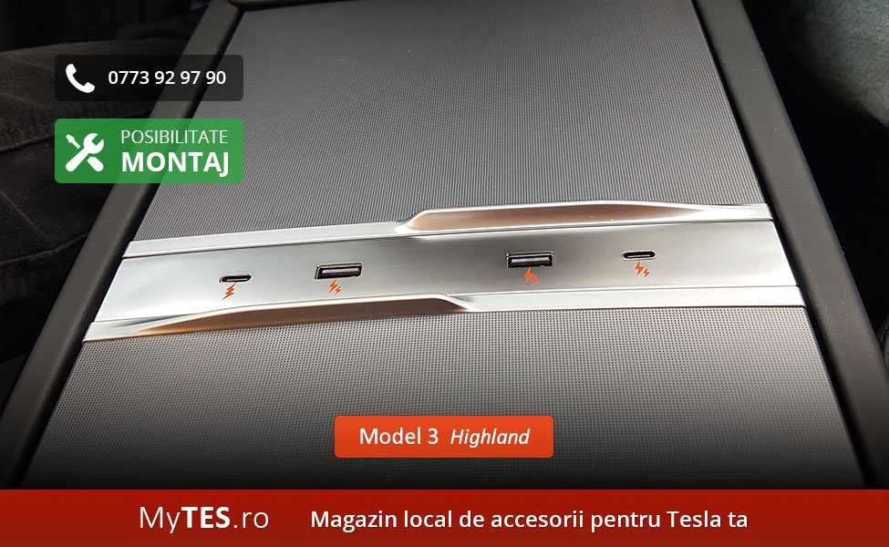 Panou extensie mufe USB - Tesla Model 3 (Highland)