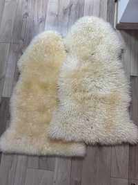 Covor alb blana din lana naturala de oaie, 90x60 cm
