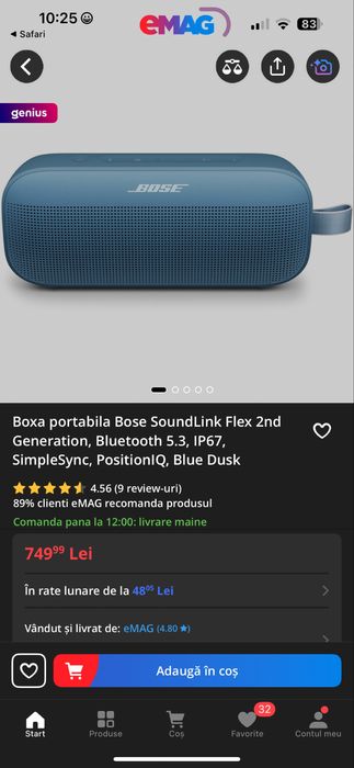 Boxa portabila Bose SoundLink Flex 2nd Generation Sigilata ! Noua !