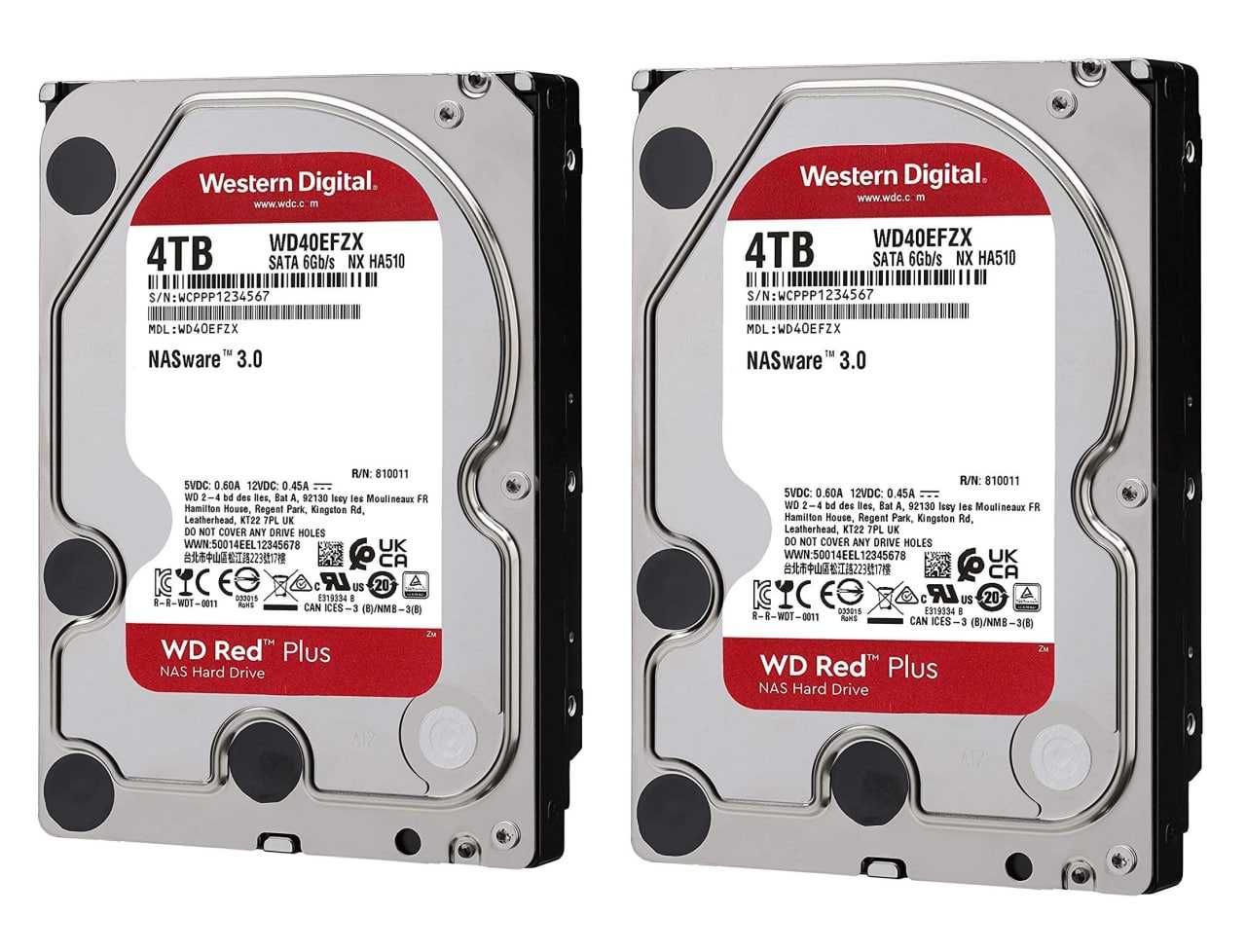 WD Red Plus 4Tb CMR Original. Новые! 5400 RPM, 256MB Cache.