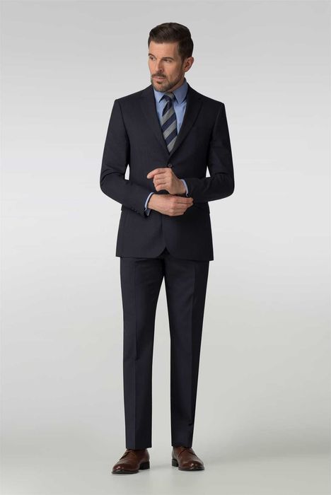 Sacou blazer slim 46 S premium Cinque lana extrafina albastru