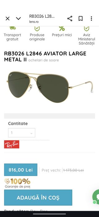 Ochelari rayban aviator large II