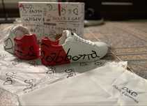 Adidasi Dolce & Gabbana Portofino logo red piele naturala
