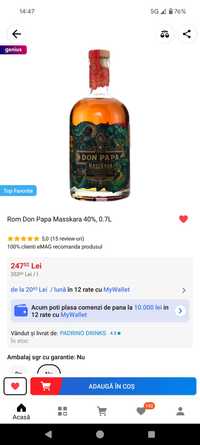 Tricou in forma de "sticla" Don Papa masskara 0.7L Sigilate