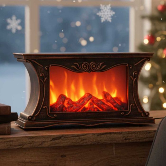 Декоративна LED камина с реалистичен ефект на пламък и жарава