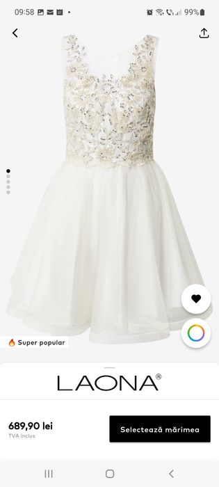 Rochie scurtă crem ocazie XS