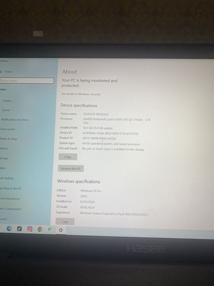 Notebook Hasee 2 chi qo’l