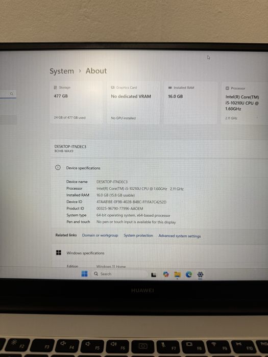 Huawei Matebook D15 I5-10210U