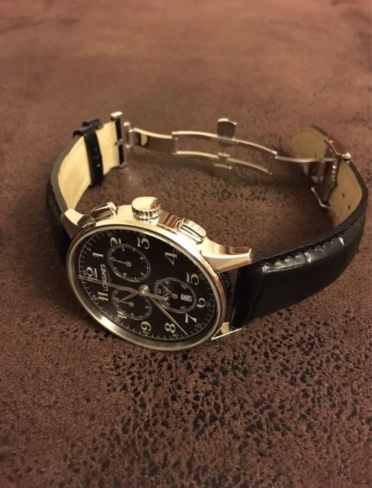 Curea piele ceas Longines 21/18mm neagra/maro