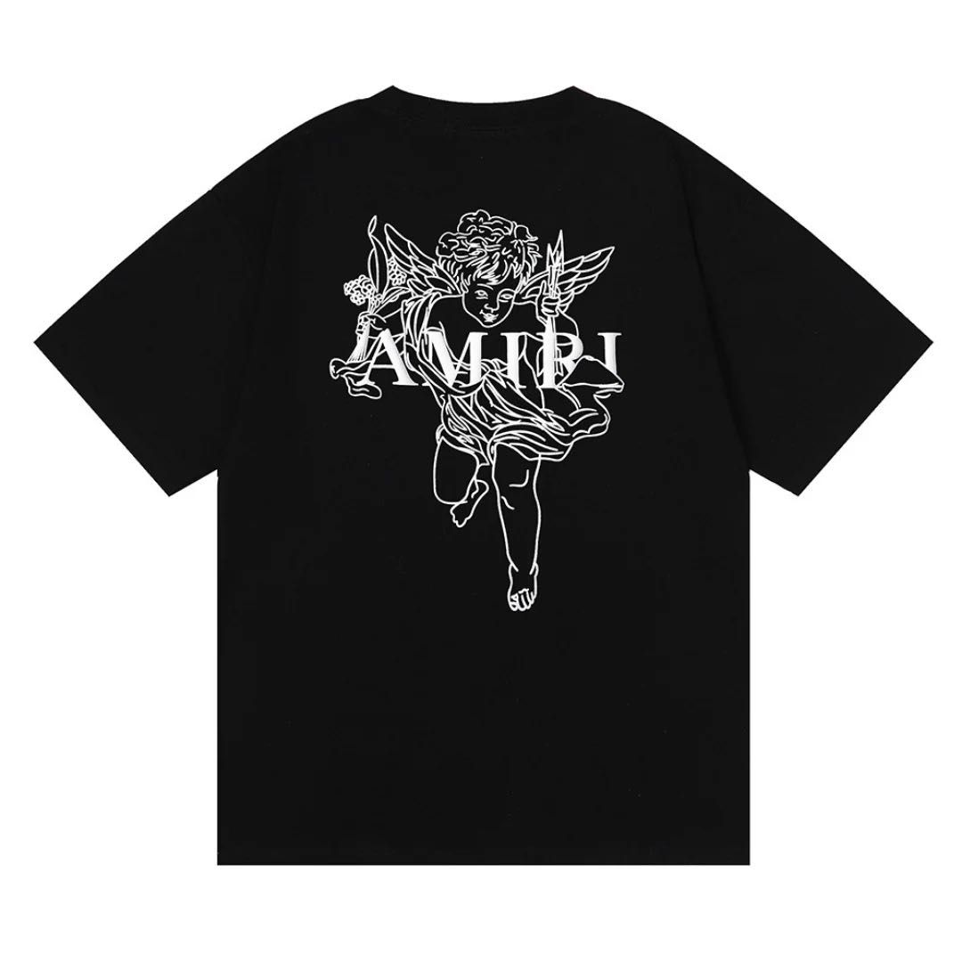 Чисто нова черна тениска AMIRI с ангел – размер L