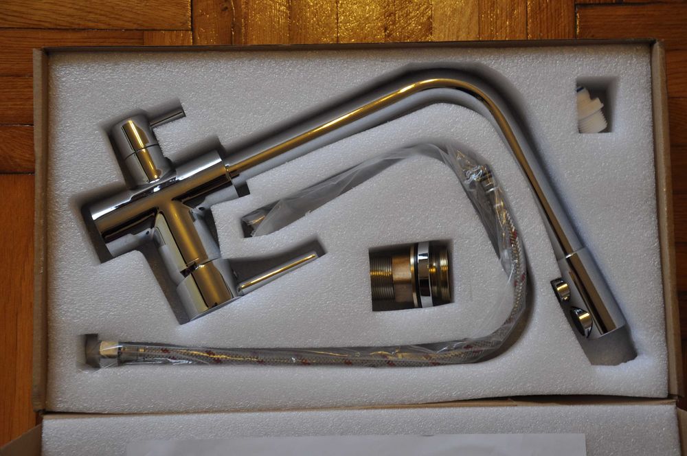 Baterie cu 3 căi pentru chiuvetă, apă rece, apă caldă și apă filtrată