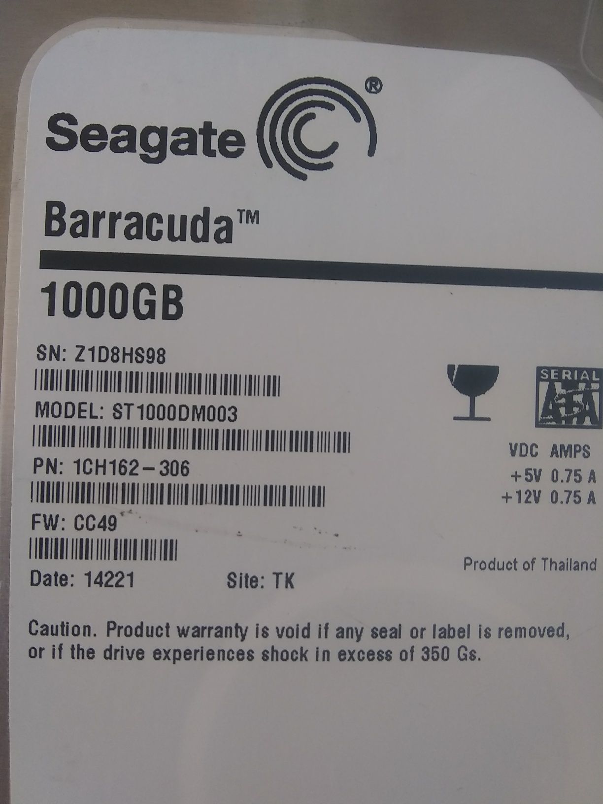 Жёсткий диск Seegate Barracuda 1TB