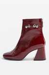 Кожени боти в цвят бургунди Topshop