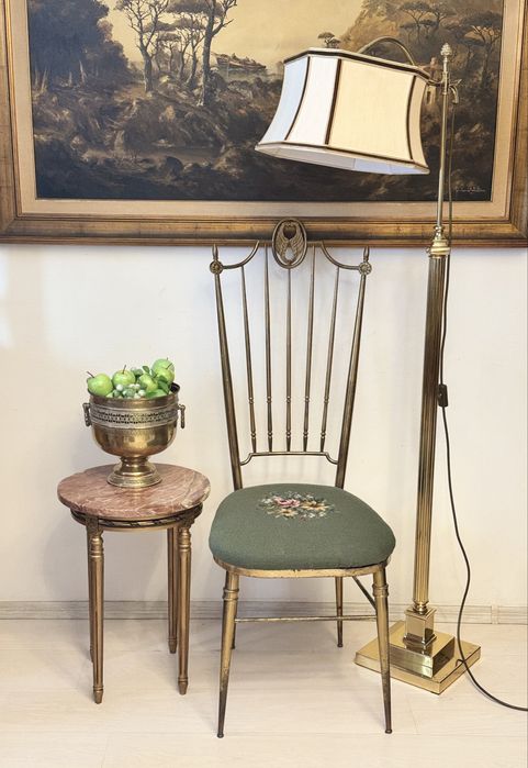 Scaun bronz, bancuta noptiere lemn