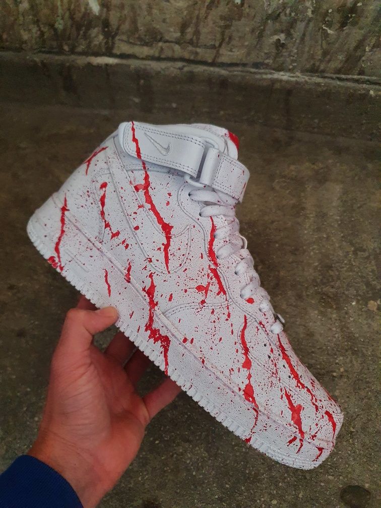 Adidasi nike air force 1 Mid Bloody custom(nu yeezy,jordan,adidas)