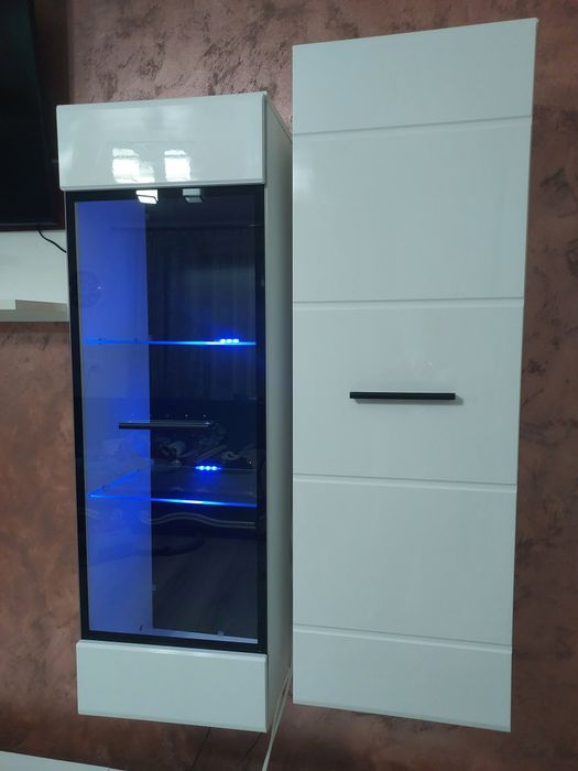 Set mobila living din MDF alb lucios