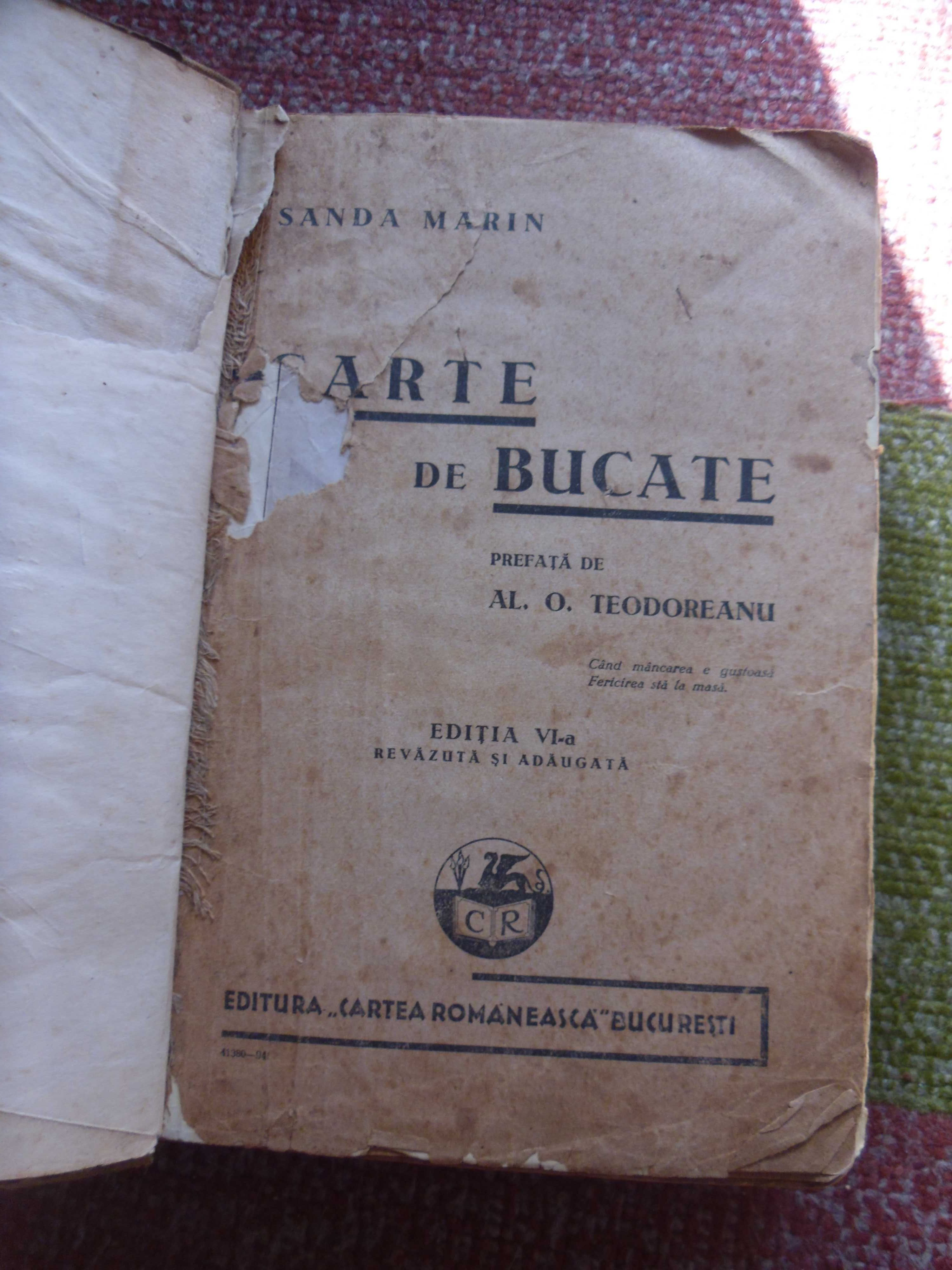 Carte de bucate Sanda Marin ed 1941,f veche