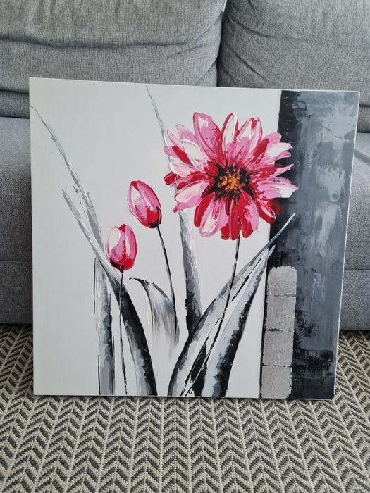 Tablou cu flori iesite in relief 60x60