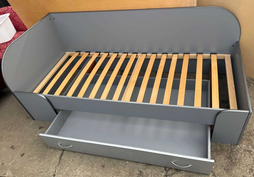 2 buc Pat De colt pentru o persoana; Pat cu Sertare si Saltea 200x90