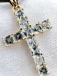 cruciulita cruce aur 18k cu topaz natural albastru ciel unicat