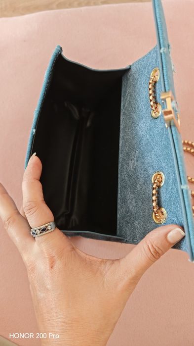 Дънкова чанта с дълга дръжка