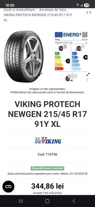 Vând 4 anvelope viking 215 40 r17
