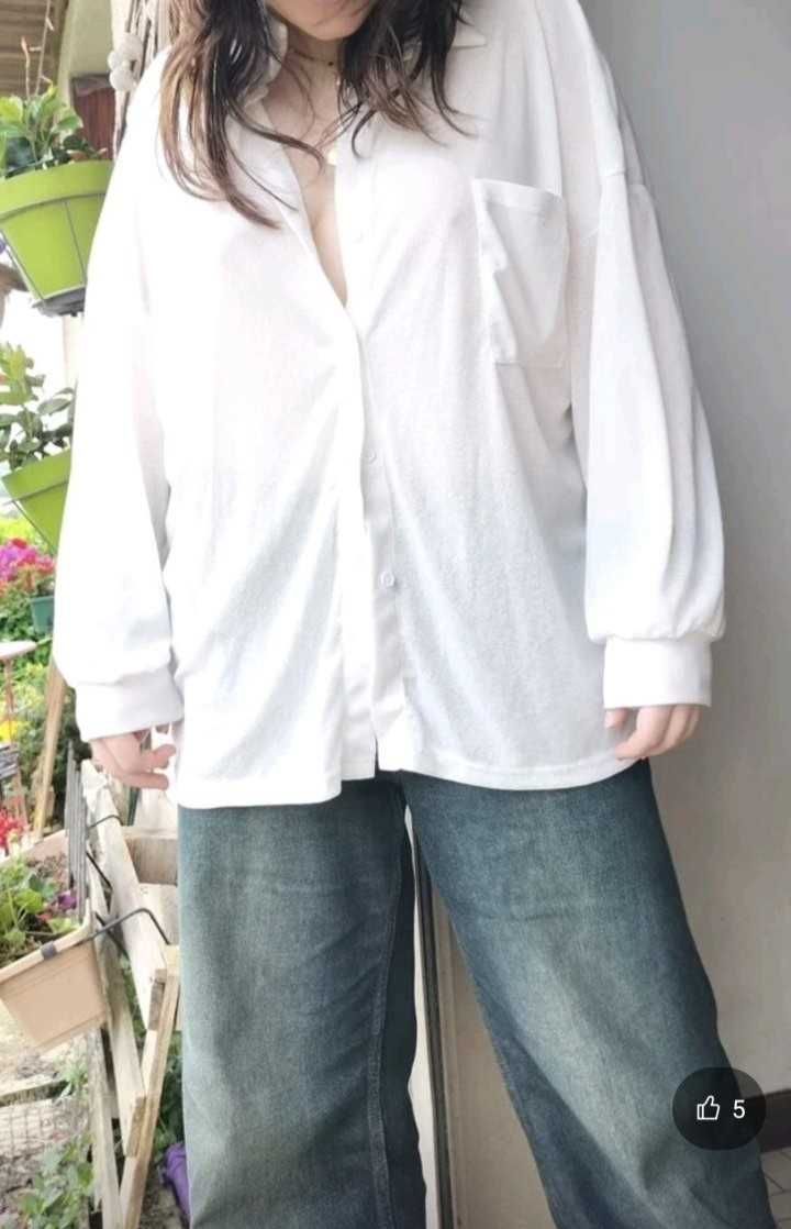 PLUS SIZE Риза бяла, полупрозрачна,  свободна, горница