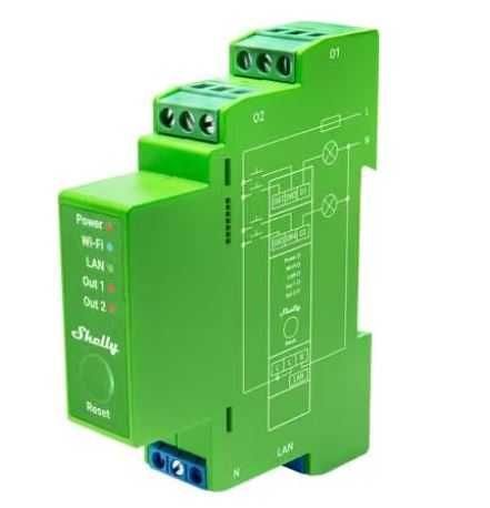 Shelly Pro Dimmer 2PM – 2 Canale, WLAN, LAN, Bluetooth