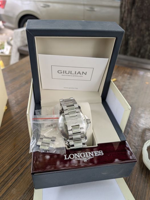 Longines 43mm без коронката с кутия и документи ку
