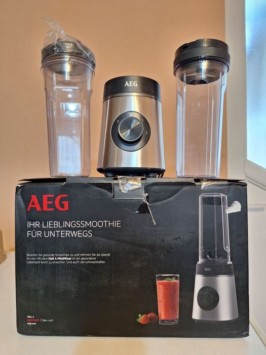Blender AEG MiniMixer, 350 W, 600 ml, 2 recipiente, 2 viteze, funcite