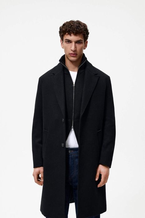 Пальто ZARA мужское черное