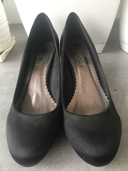 Pantofi dama, negru, sidefat, noi, marime 38, talpa ortopedica 4 cm