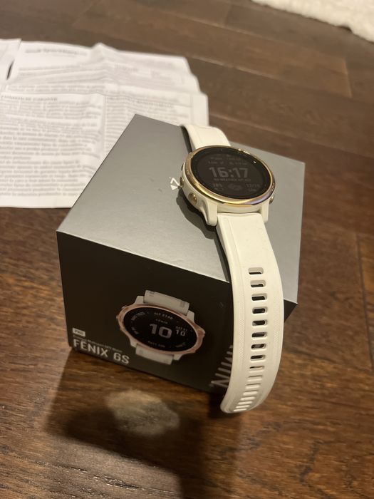Ceas Garmin Fenix 6S Pro, 42mm, rose gold , curea alba