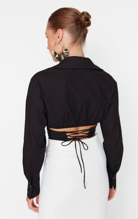 Черна риза с корсаж Размер М