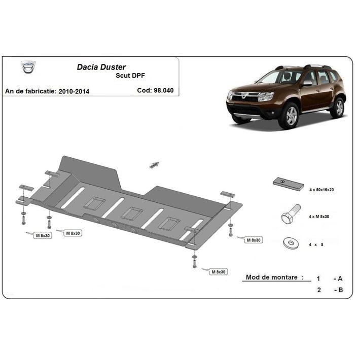 Scut filtru particule Dacia Duster 2010 - 2014
