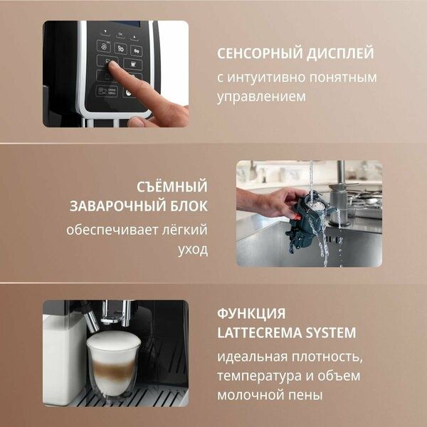 Автоматическая кофемашина DeLonghi ECAM 350.55 B, 1450 Вт, 15 бар, 13