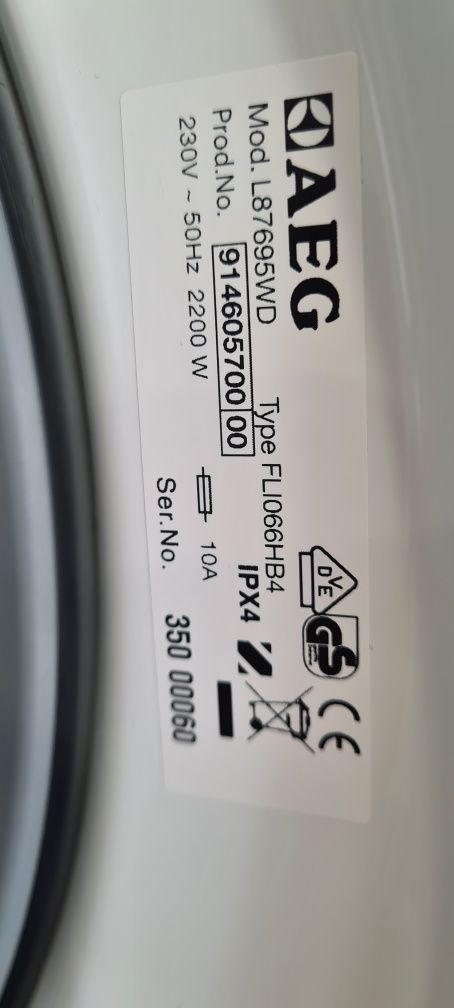 Пералня със сушилня AEG L87695WD, Мотор Inverter, Пране 9 кг/Сушене 7