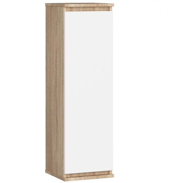 Вертикален шкаф към стена за всекидневна, дъб сонома/бял 99 х 30 х 30