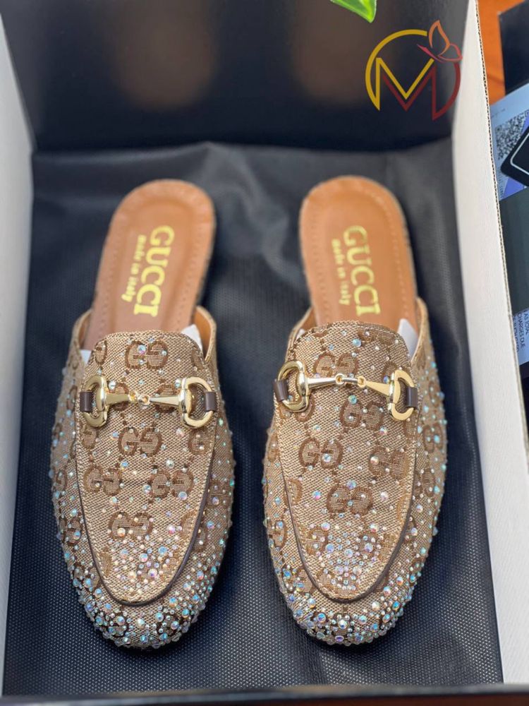 Дамски чехли Gucci с камъни