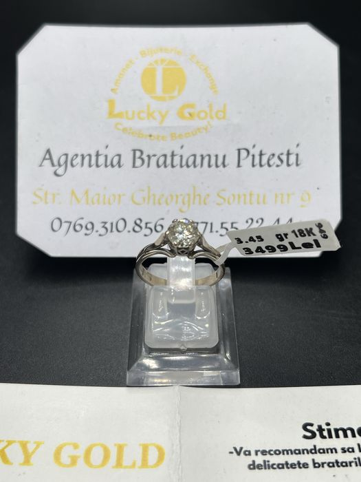 Inel aur 18k 3.45 gr cu diamant marime 15 cod 5319
