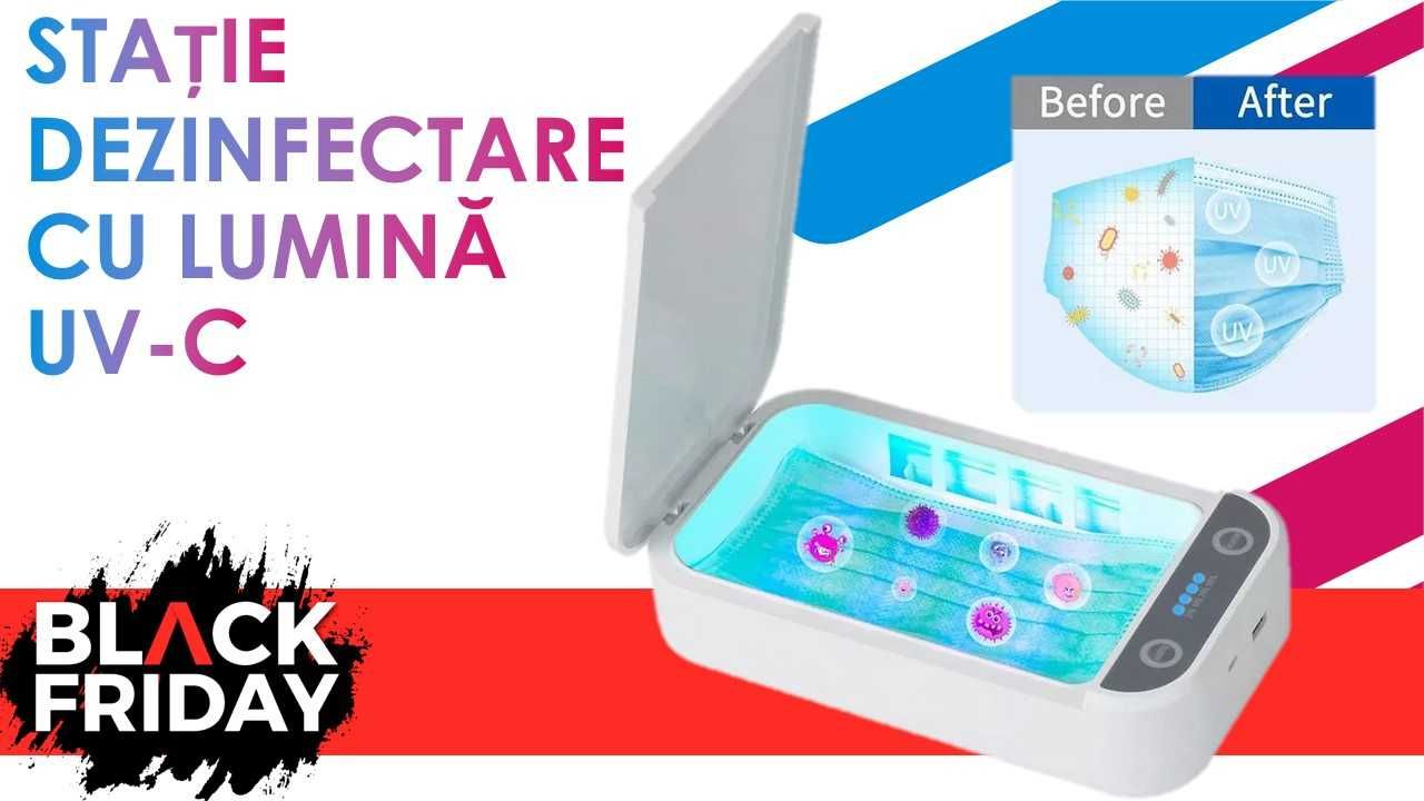 STAȚIE DEZINFECTARE CU LUMINĂ UV-C (pentru Smartphone,masca,chei,bani)