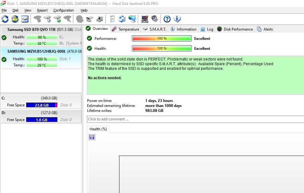 Ssd m2 512Gb Nvme SAMSUNG 100% Sanatate - folosit doar o zi