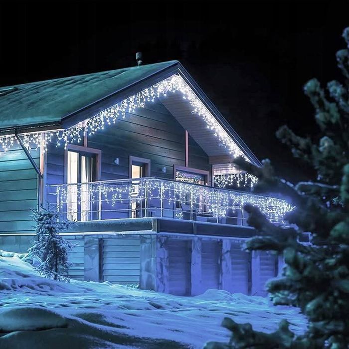 12 Метра Висящи Коледни Лампи Тип Завеса / Студена Бяла Светлина