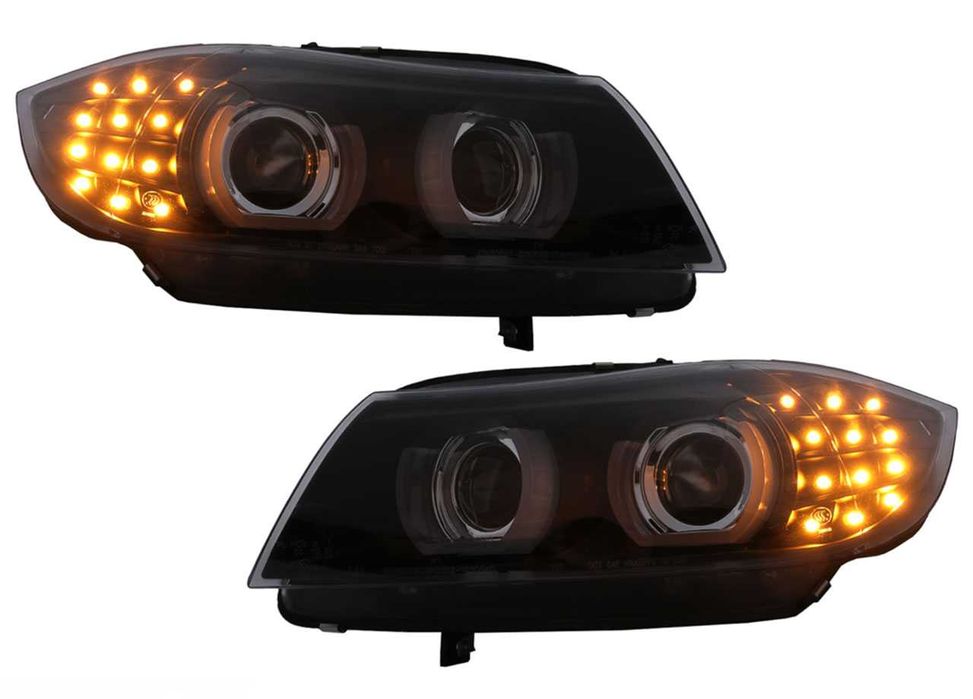 Faruri 3D LED Angel Eyes xenon adaptiv BMW Seria 3 E90 (08-11) AFS